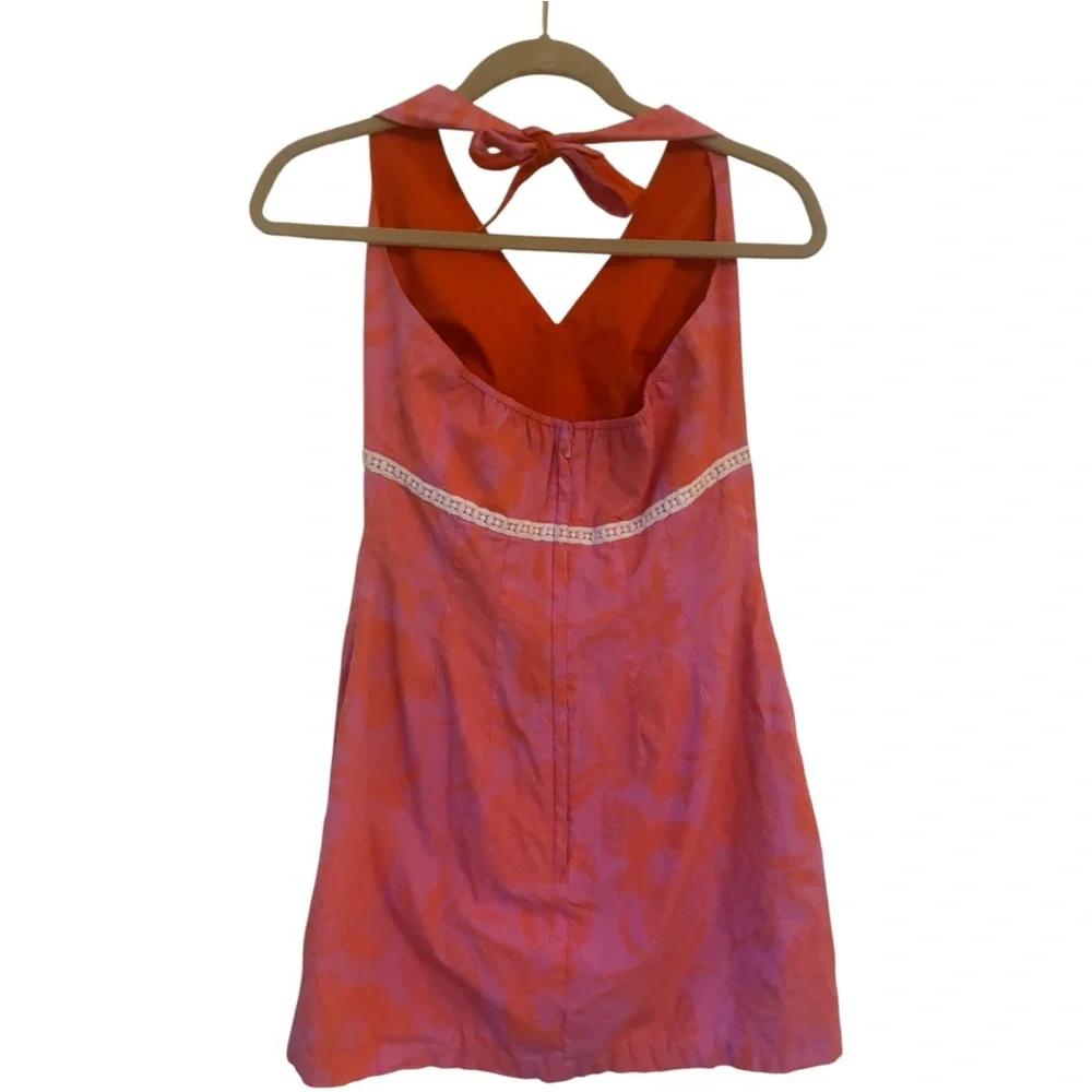 🌺 Vintage Lilly Pulitzer Pink & Orange Halter Mini Dress, Size 4 🌺 - Picture 4 of 7